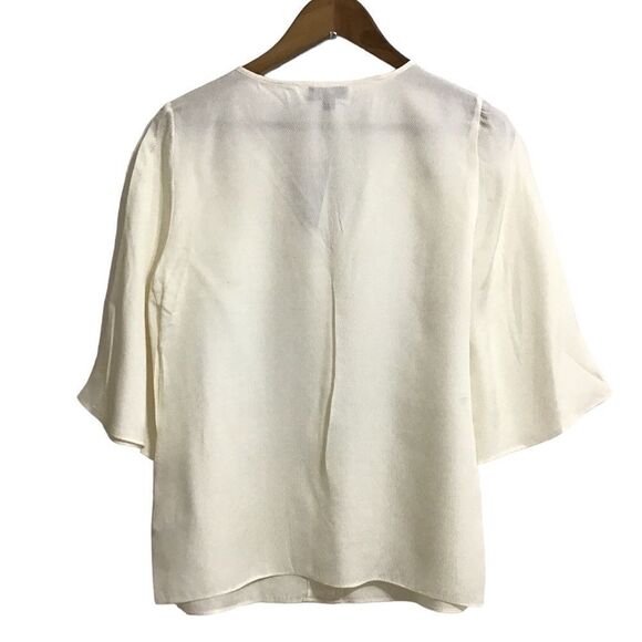 J. Crew 365 Silk Flutter Sleeve V Neck Blouse New Size XS - Picture 2 of 9